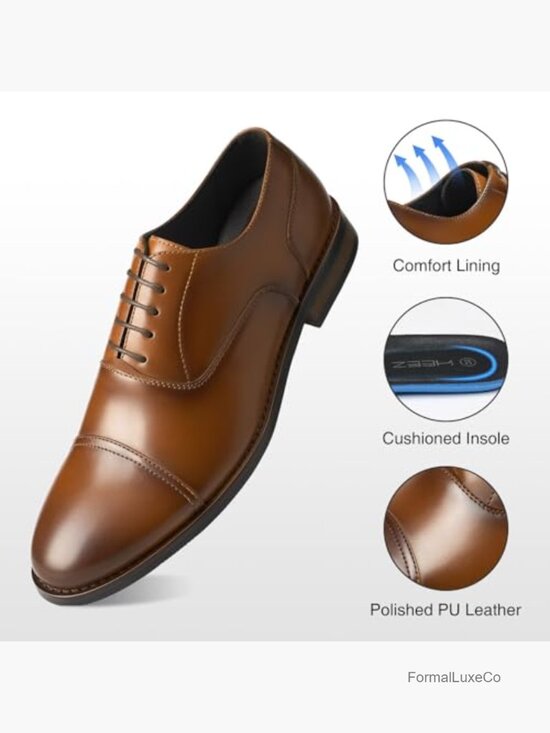 Men\'s Cap Toe Oxford Dress Shoes Non Slip Lace Up Formal Business Work main image 5